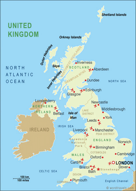 Map of United Kingdom Airports
