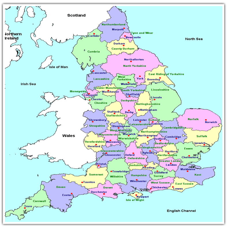 Map Of United Kingdom With Major Cities Counties Map Of Great