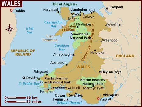 Detailed Map of Wales Places to see