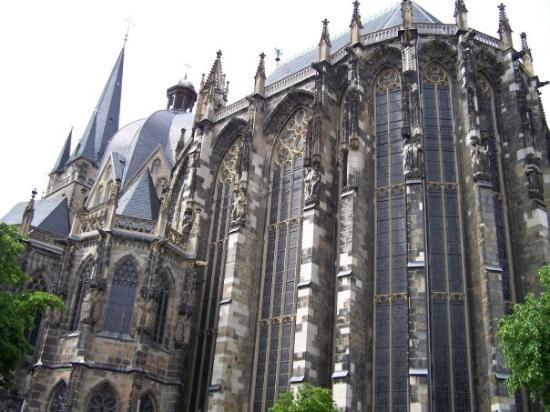 Aachen Cathedral. was made by the first Holy Roman emperor known as Charlemagne