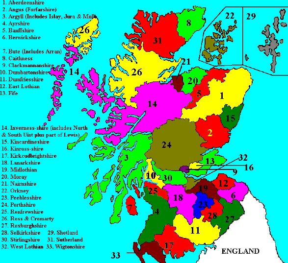 Maps of Regions of Scotland